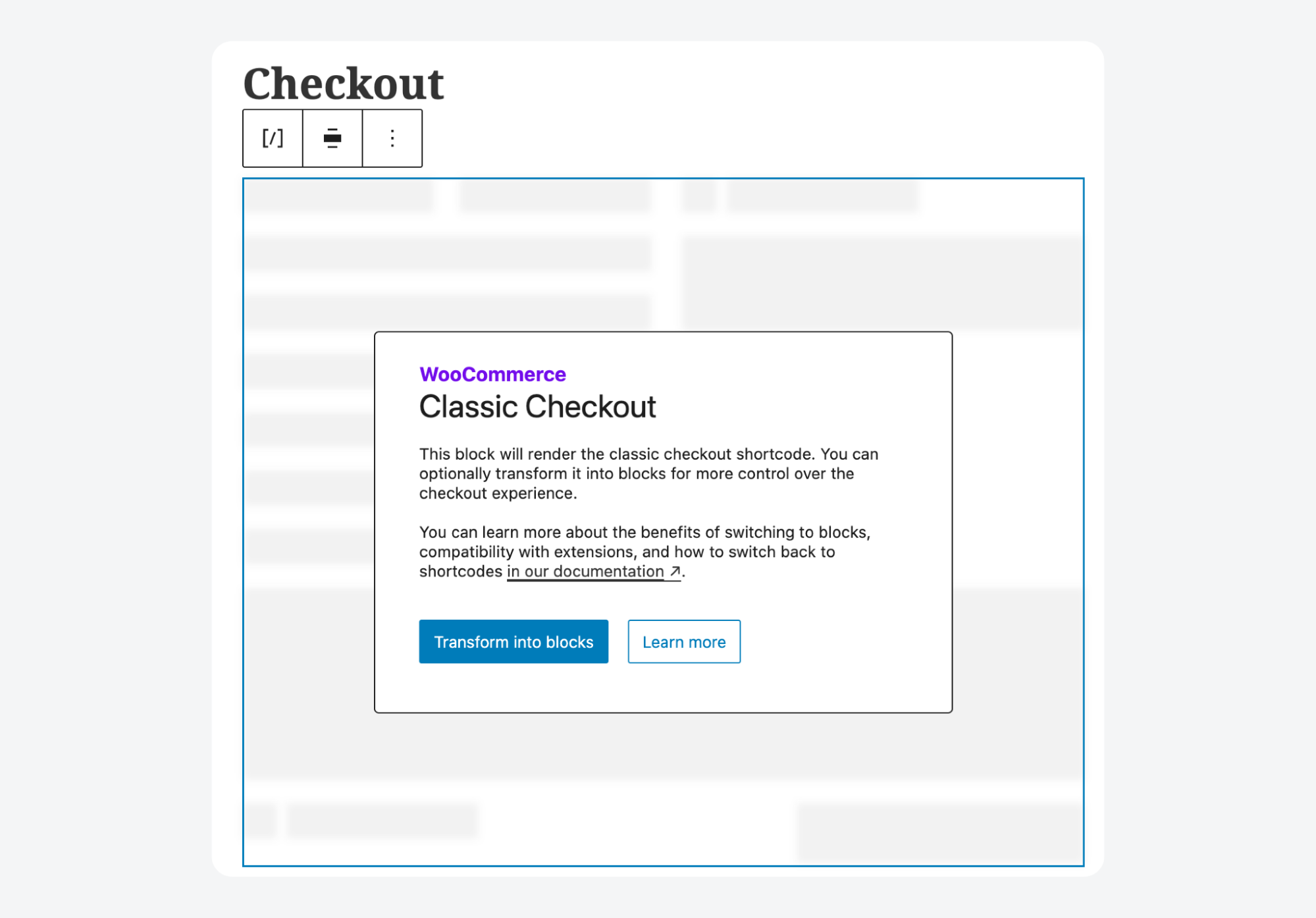 WooCommerce one-click classic to block checkout