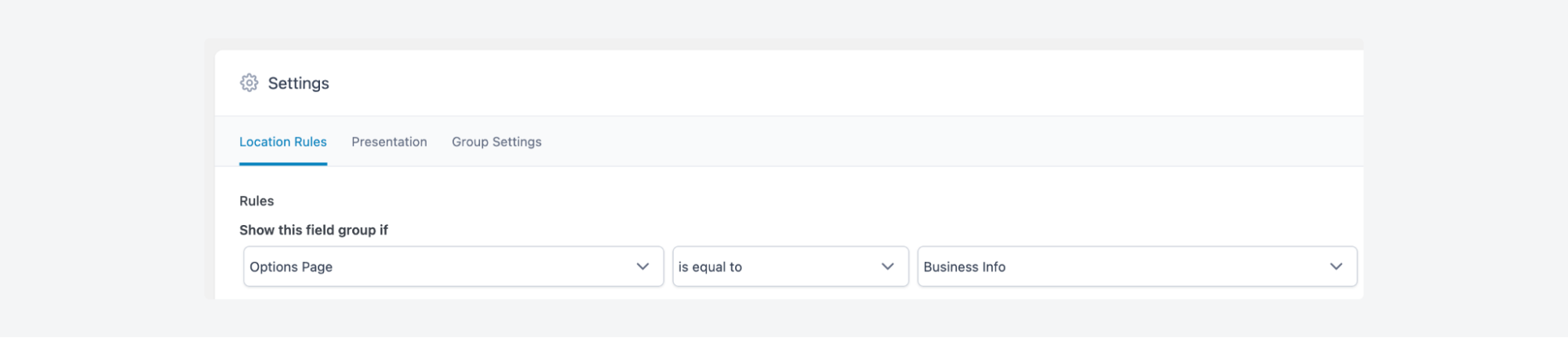Location rules for business information field group