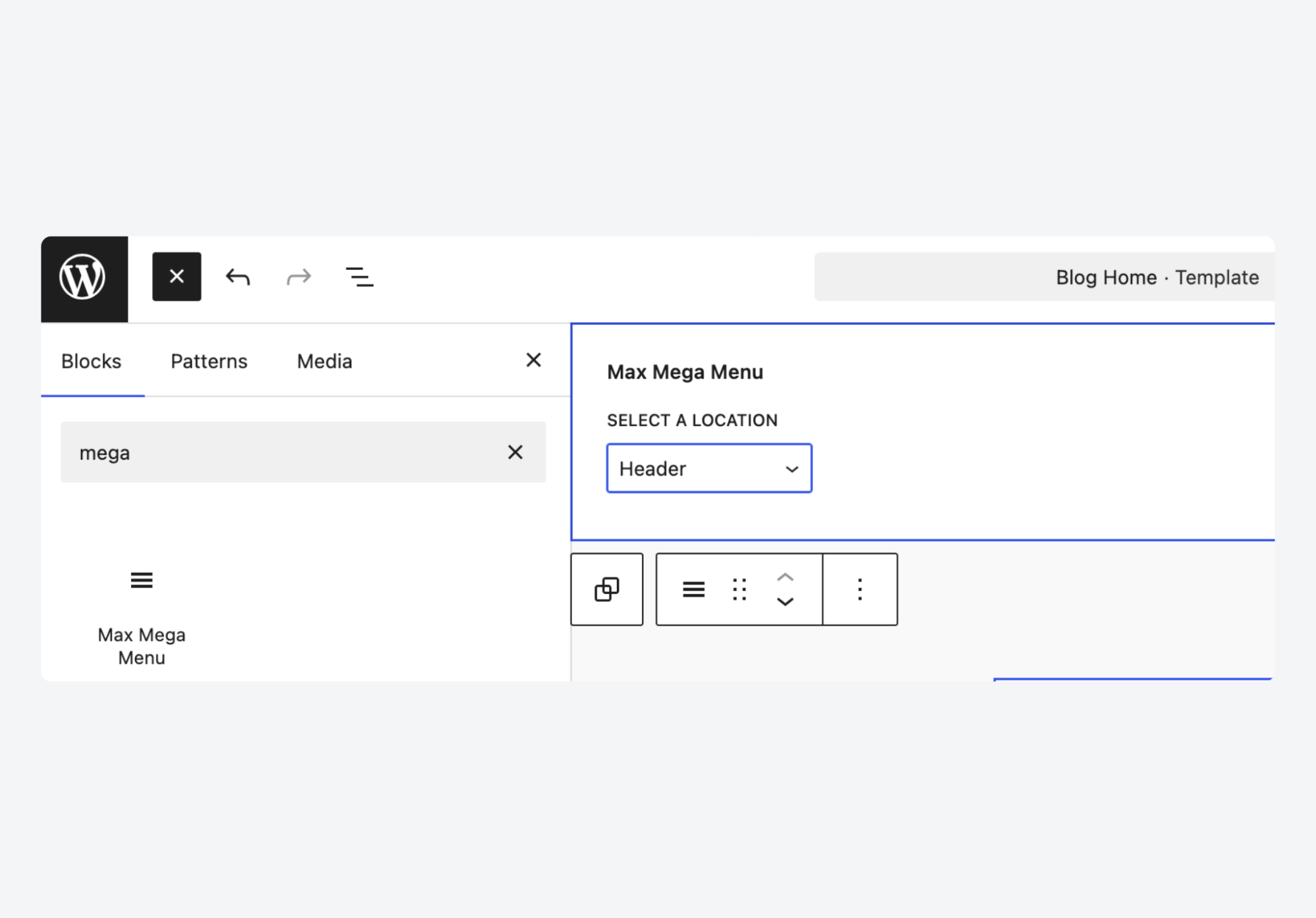 The Max Mega Menu block