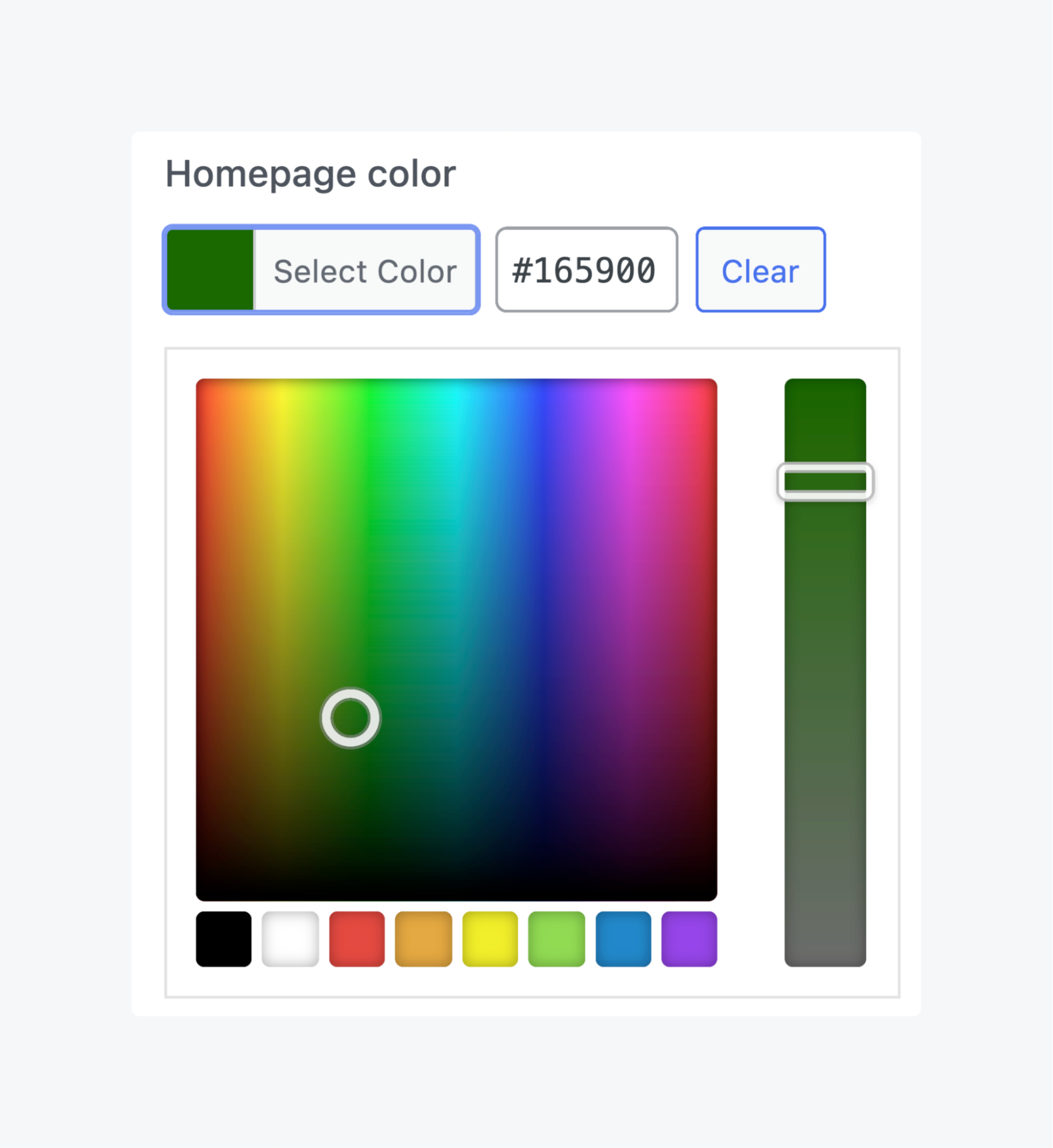 Selecting a custom color from a color picker field Options Page